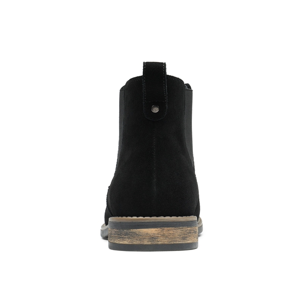 Men's Plain-Toe Suede Chelsea Boots - BLACK - 4